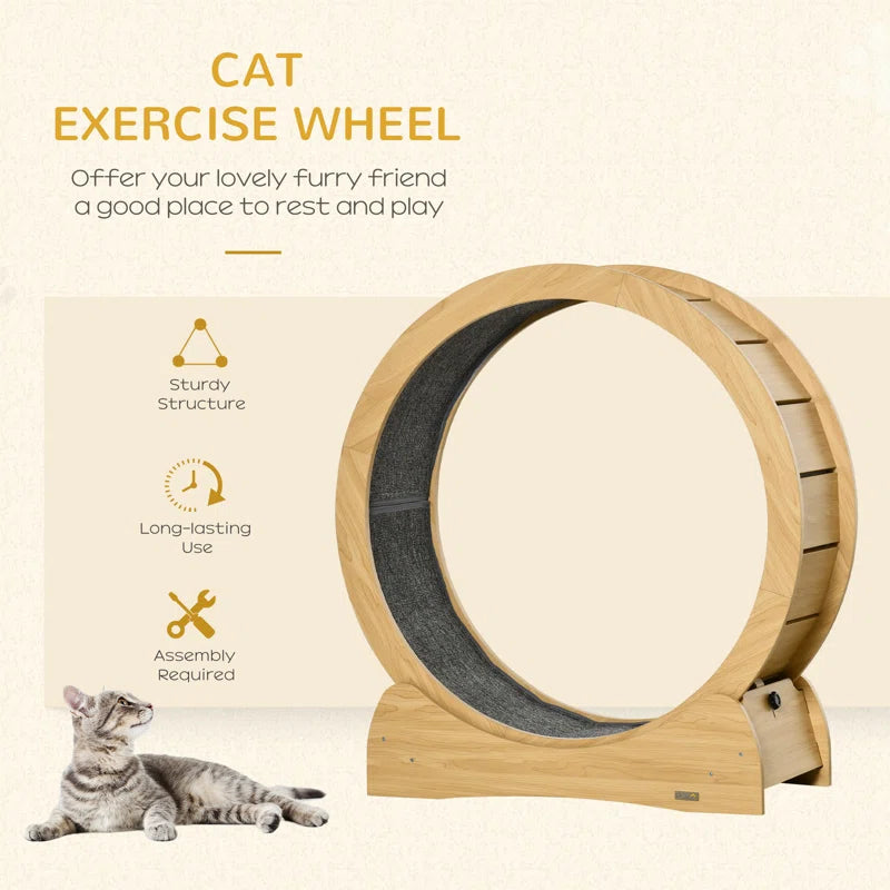 Cat Exercise Wheel 30 Inch Running Treadmill with Brake Natural